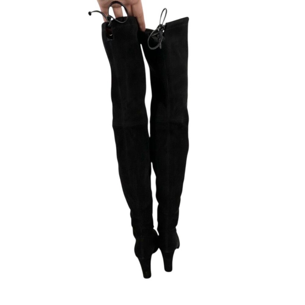 Stuart Weitzman Highland Black Suede Over the Knee Heeled Boots - Picture 5 of 12